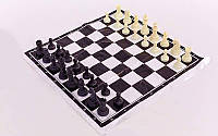 Шахматные фигуры пластиковые с полотном для игр IG-3107C (пластик, h пешки-3,3см)