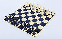 Шахматные фигуры пластиковые с тканевым полотном для игр P401 (пластик, h пешки-5см)