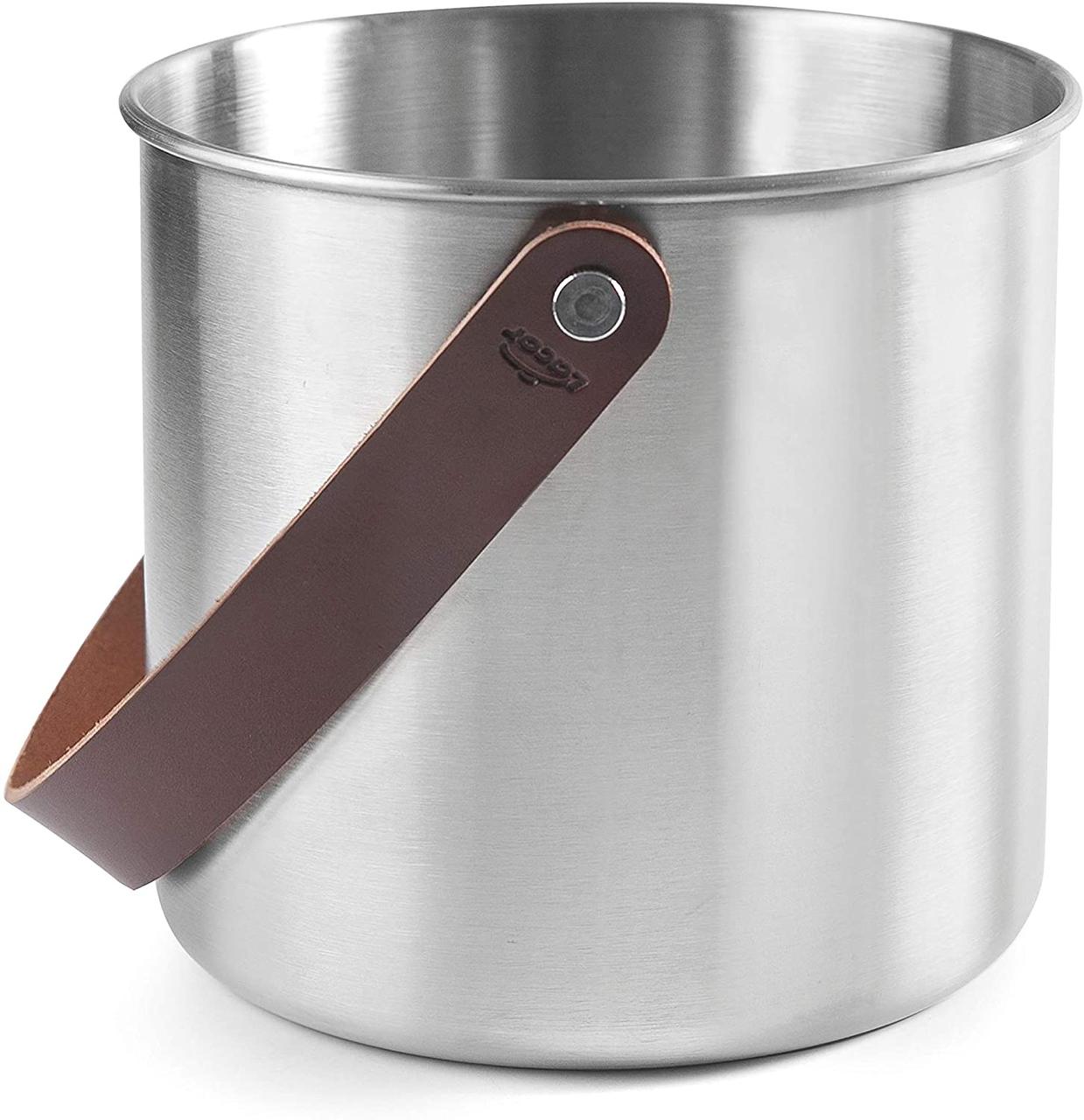 Ведро для льда с кожаной ручкой 18х16см/4000мл из нержавеющей стали Lacor, фото 1