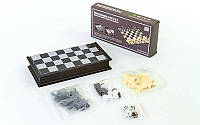 Шахматы, шашки, нарды 3 в 1 дорожные пластиковые магнитные SC54810 (р-р доски 20см x 20см)