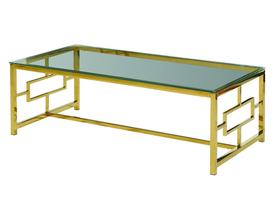 Журнальний стіл верх скло CL-1 прозорий+золото / clear gold удароміцний VetroMebel