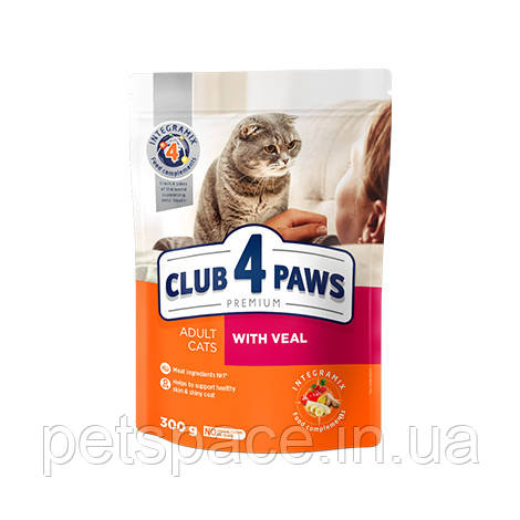 Корм для котів Клуб 4 Лапи (з телятиною), 300г., фото 1