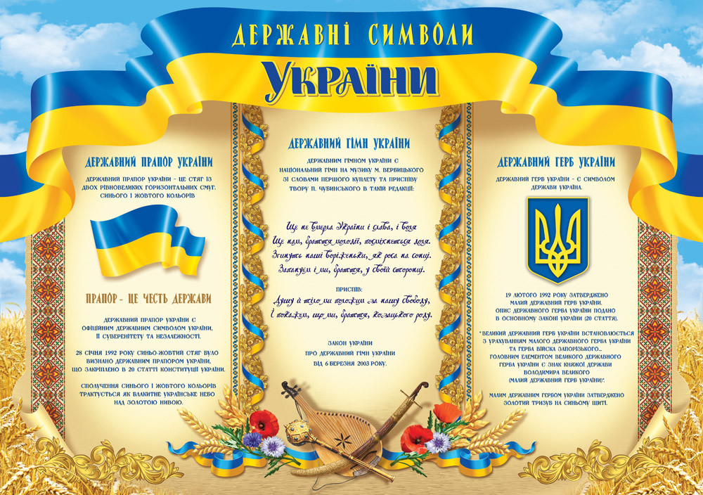 Плакат А-3 "Державні символи" № 176