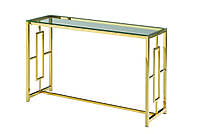 Современный металлический стол Консоль CL-3 прозрачный + золото / clear gold VetroMebel