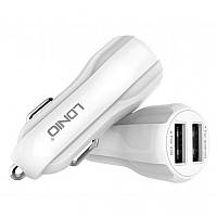 Автомобильная зарядка 2USB LDNIO (3.4A) White + USB Cable iPhone 5 (DL-C331)