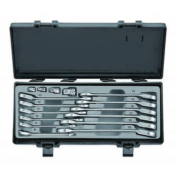 Набір рожково-накидних трещоточных ключів ,відігнутих+адаптери 16 пред. (8-19 мм)orce 5164R