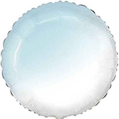 Фольгована куля круг Омбре біло-блакитний 18" (Flexmetal)