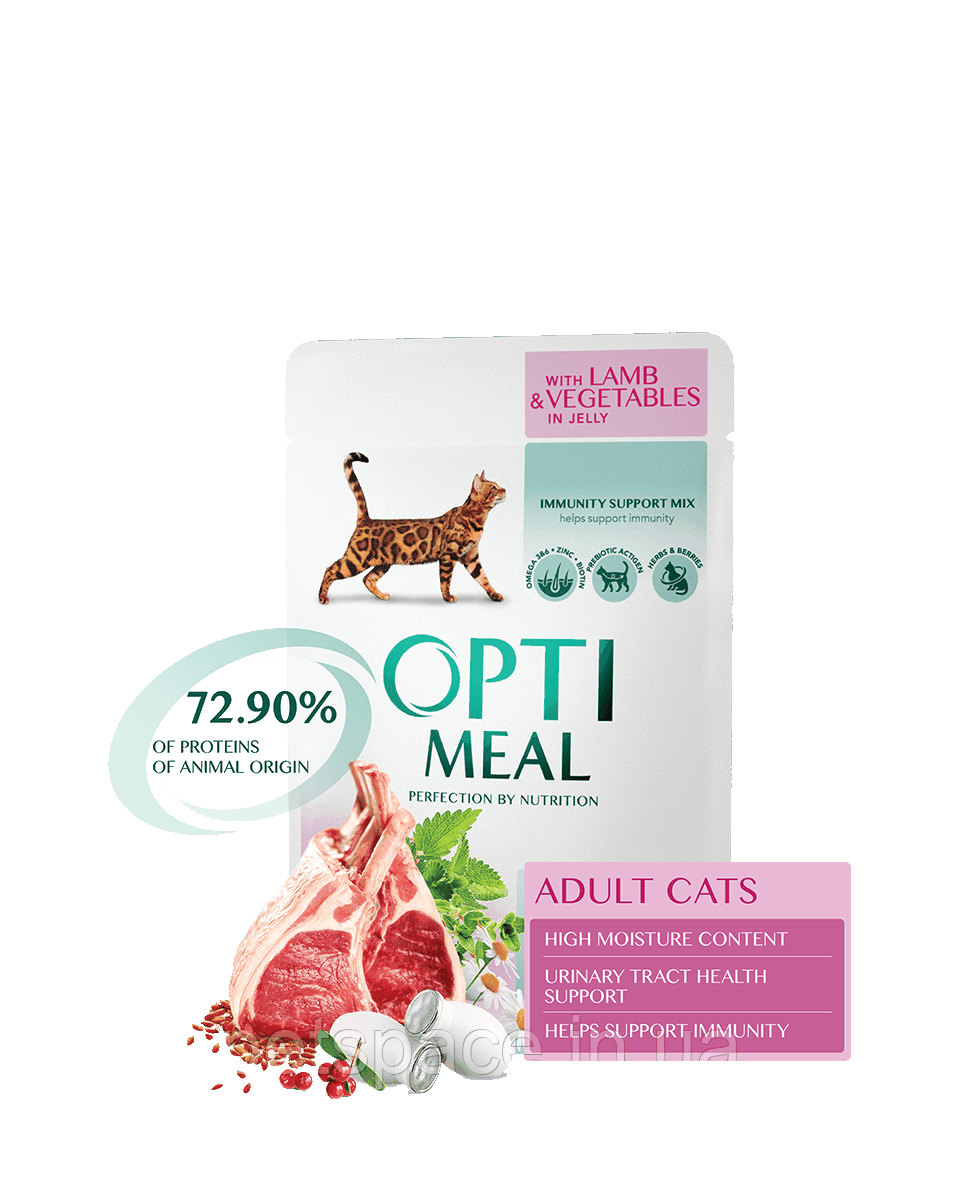 Вологий корм Optimeal Lamb (Оптіміл для дорослих котів з ягням), 85г.