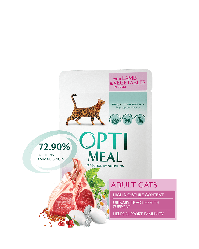 Вологий корм Optimeal Lamb (Оптіміл для дорослих котів з ягням), 85г.