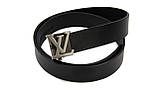 Жіночий шкіряний брендовий ремінь Louis Vuitton чорний, фото 2