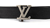 Жіночий шкіряний брендовий ремінь Louis Vuitton чорний, фото 4