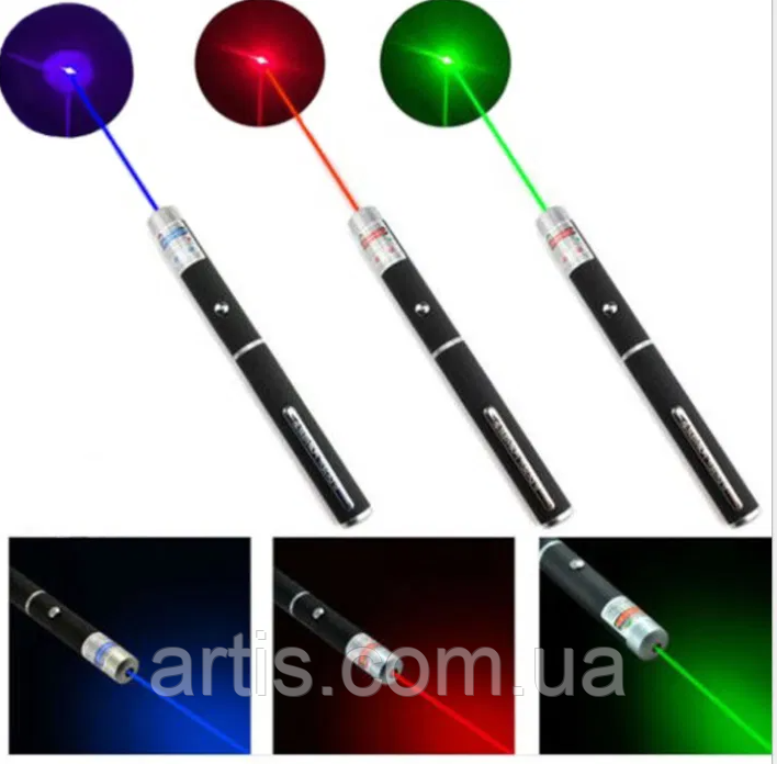 Лазерна указка 5 мВт зелена червона синя, фото 1