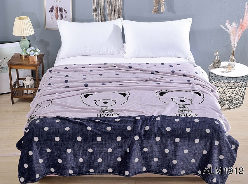 Плед покривало 160х220 велсофт Ведмедик на ліжко, диван