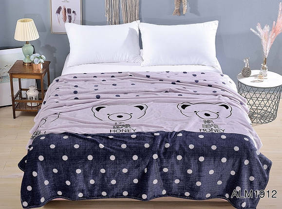 Плед покривало 160х220 велсофт Ведмедик на ліжко, диван, фото 1