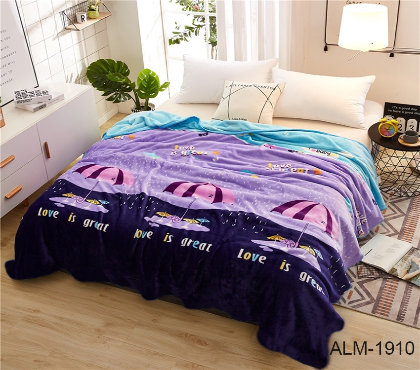 Плед покривало 160х220 велсофт Дощик на ліжко, диван