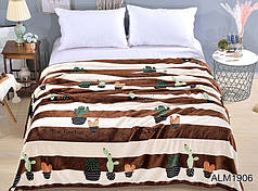 Плед покривало 160х220 велсофт Кактуси на ліжко, диван