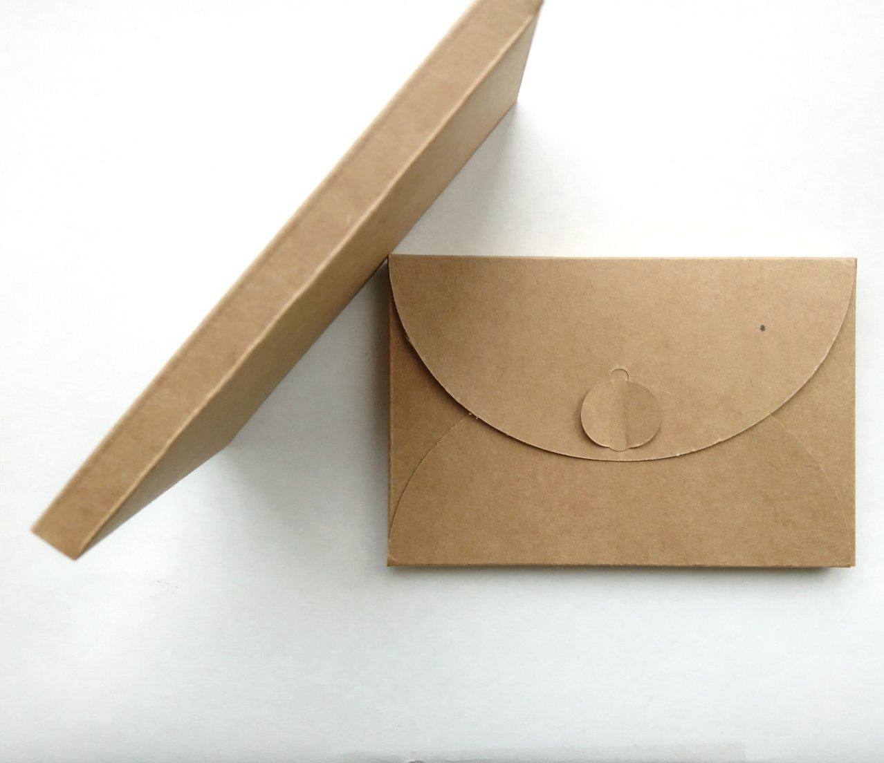 Подарунковий конверт-коробочка з еко крафт-картону, 60х90х8 мм, 225 гр/кв.м
