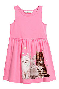 Плаття для дівчинки рожеве "Кішки і кролик""H&M  98/104, 134/140см