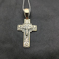 Срібний кулон-підвіс культива із золотими пластинками. Хрест.