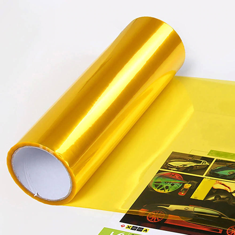 Автоплівка PVC ANNHAO жовта глянець 30см x 1м вінілова 130мкм 4.8mil захисна для фар і ЛКП, фото 1