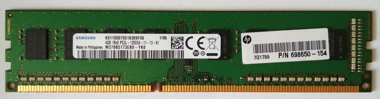 4GB DDR3 1600MHz Samsung PC3L 12800U 1Rx8 RAM Оперативна пам'ять