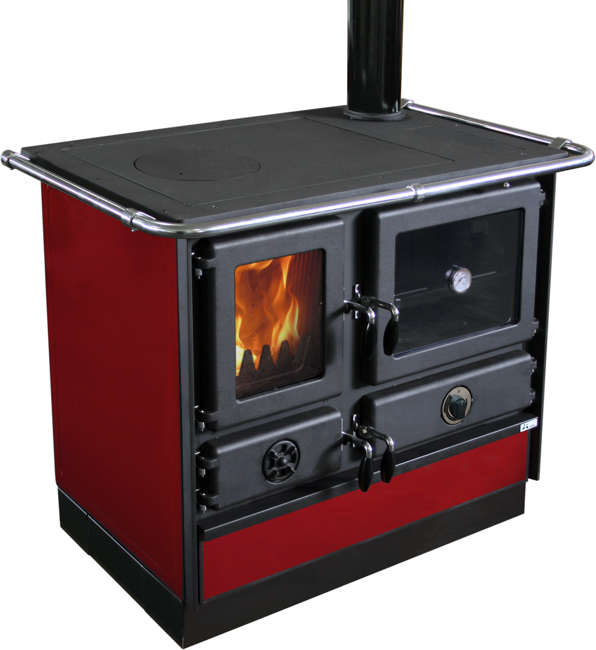 Піч на дровах з варильною поверхнею Thermo MAGNUM бордо 14кВт Печі опалювальні Буржуйки MBS з водяним контуром