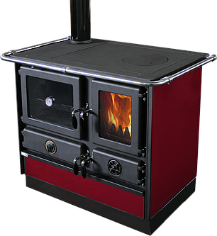 Піч на дровах з варильною поверхнею Thermo MAGNUM бордо 14кВт Печі опалювальні Буржуйки MBS з водяним контуром, фото 3