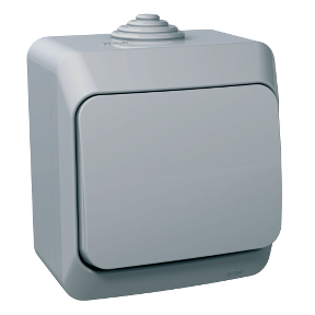 Перемикач прохідний Schneider-Electric Cedar Plus 1-клавішний IP44 16A сірий, WDE000660