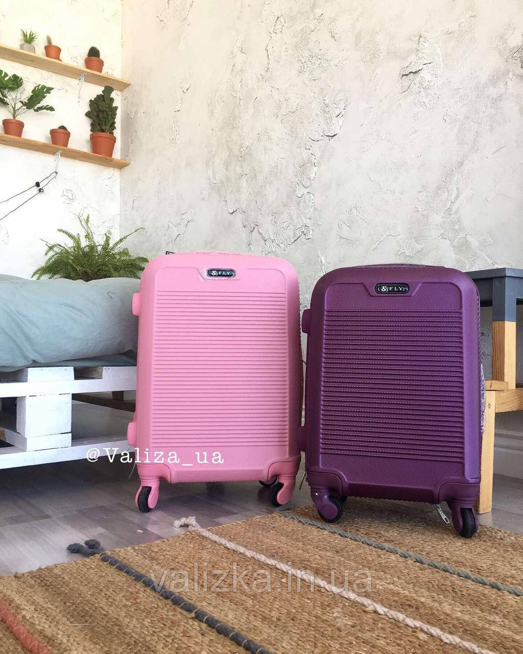 Великий пластиковий чемодан на 4-х колесах якісний валізу рожевий / Велика пластикова валіза