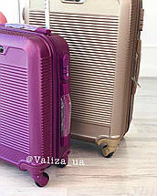 Великий пластиковий чемодан на 4-х колесах якісний валізу рожевий / Велика пластикова валіза, фото 2
