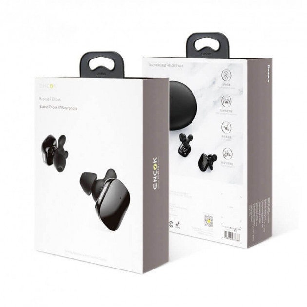 Бездротові Bluetooth-Навушники Baseus Encok TWS Earphone W02 Black, фото 1