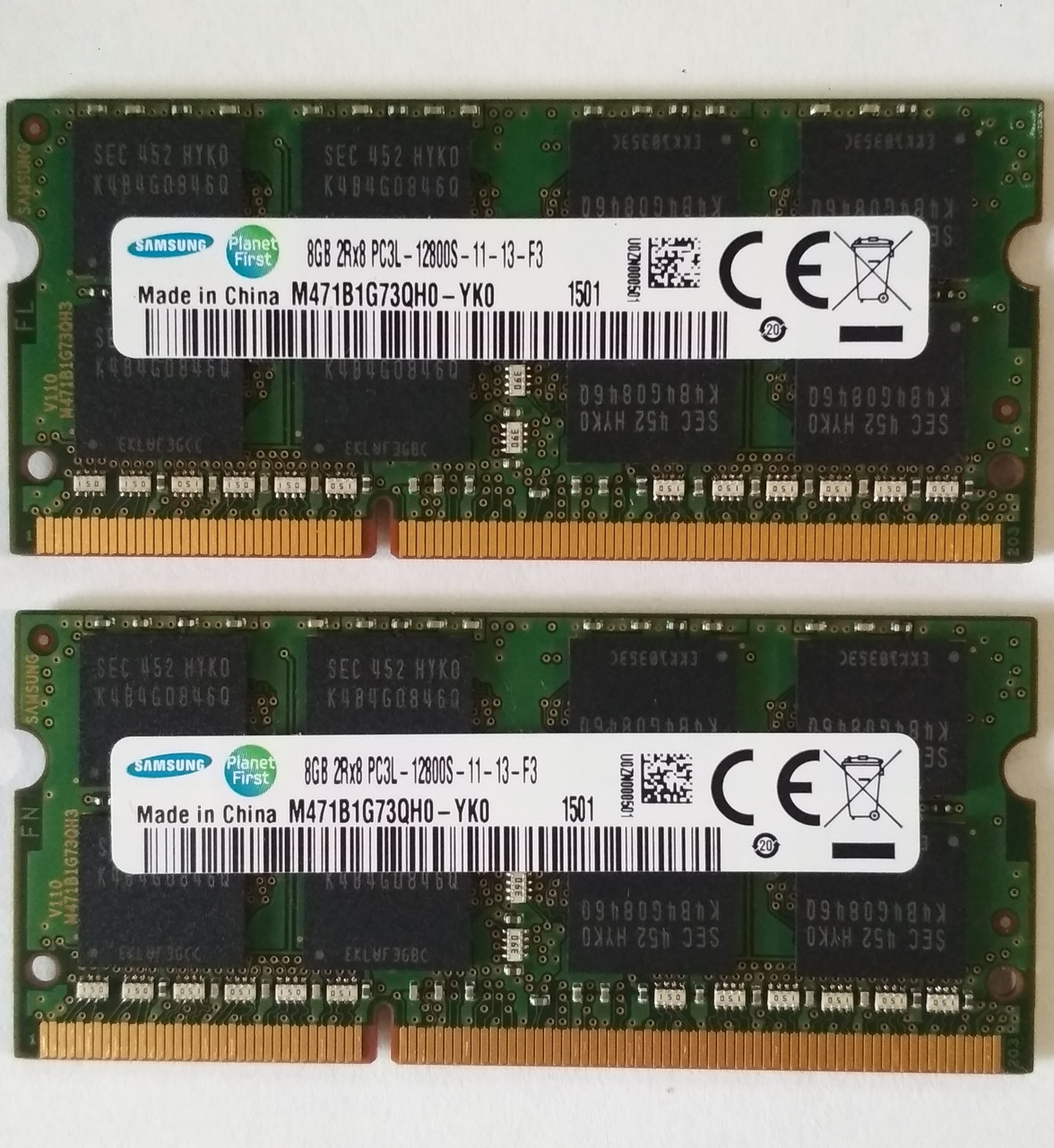Для ноутбука 16GB 2*8GB DDR3L 1600MHz Samsung PC3L 12800S 2Rx8 RAM Оперативна пам'ять