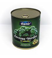 Консервированные вишни зеленые в сиропе Diamir 840 г (Испания)