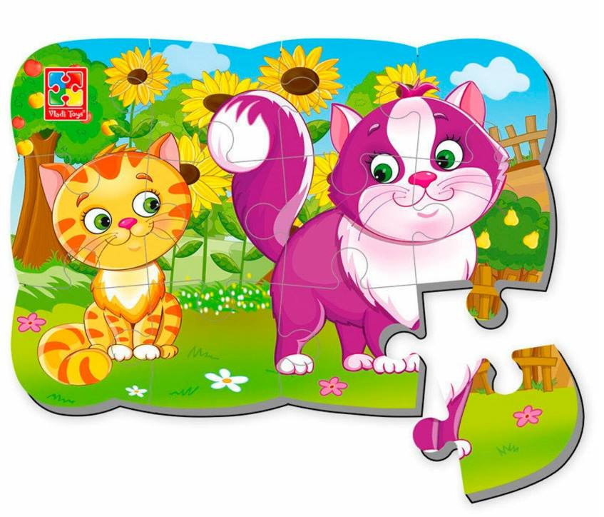 Дитячі mebelime пазли на магніті "Котики" А5 VT3205-73, 12 елементів, фото 1