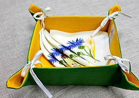 Цукерниця-хлібниця "Васильки" + 4 серветки білого кольору