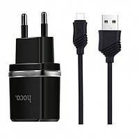 Мережевий зарядний пристрій Hoco C11 (1A) Black + кабель MicroUSB