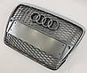 Решітка радіатора Audi A6 C6 (05-11) стиль RS6 (срібло), фото 4