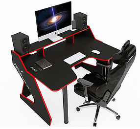 Геймерський ігровий стіл Igrok Tim-2 ЛДСП Чорний/Червоний (Zeus ТМ)