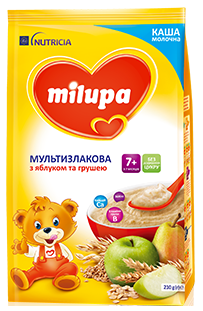 Каша Мультизлакова молочна з яблуком і грушею з 7 місяців Milupa(Милупа), 210 гр.