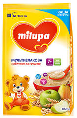 Каша Мультизлакова молочна з яблуком і грушею з 7 місяців Milupa(Милупа), 210 гр.