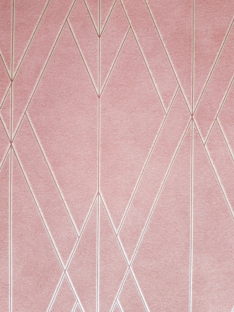 Шпалери вінілові на флізелін BN International 219711 Finesse геометрія смуги фігури сріблом на рожевому