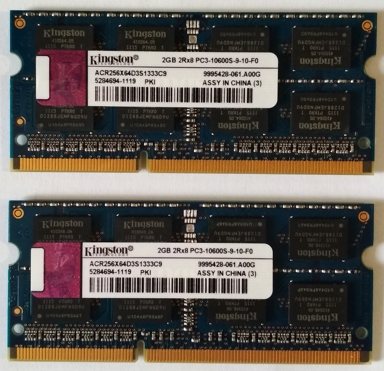 Для ноутбука 4GB 2x2GB DDR3 1333MHz Kingston PC3 10600S 2Rx8 RAM Оперативна пам'ять