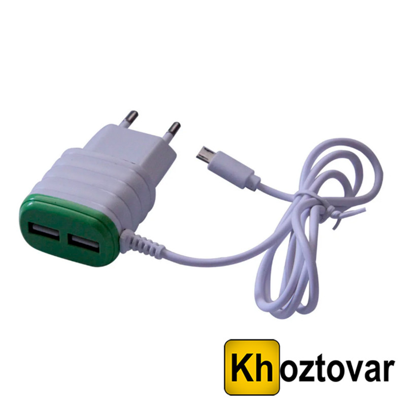 Мережевий зарядний пристрій Fast Gharger плоский ⁇ 2 USB