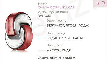 Концентрат для парфуму CORAL BEACH (100гр) (Альтернатива Bvlgari Omnia Coral)