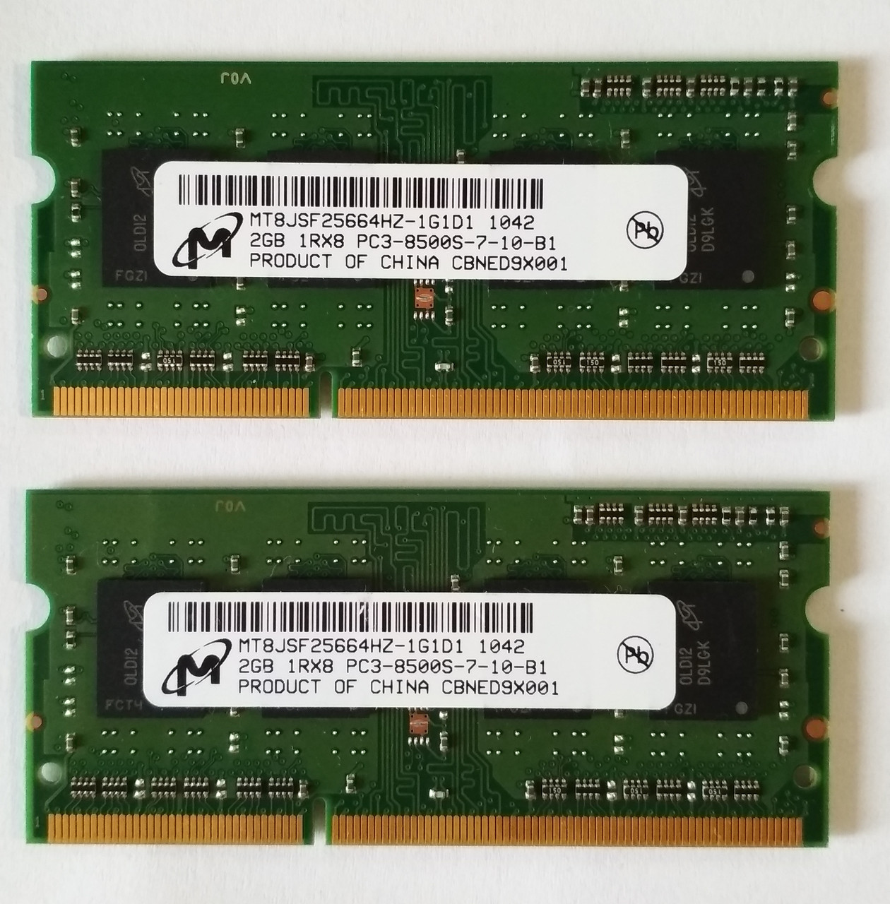 Для ноутбука 4GB 2x2GB DDR3 1066MHz Micron PC3 8500S 1Rx8 RAM Оперативна пам'ять