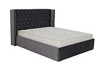 Двоспальне ліжко м'яке велюрове MeBelle D'ARMANA 160 х 190 з каретною стяжкою, сірий графіт велюр