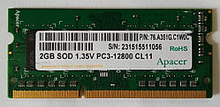 Для ноутбука 2 GB DDR3L 1600MHz Apacer PC3L 12800S 1Rx8 RAM Оперативна пам'ять