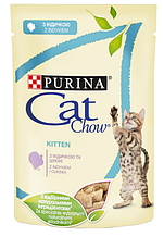 Вологий корм Cat Chow (Кет Чау) желе для кошенят і вагітних кішок індичка, 85 г