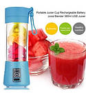 Блендер Синій Juice Cup Fruits USB | Кухонний блендер-шейкер для смузі і коктейлів, фото 2