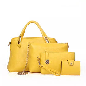 Сумка жіноча набір 4 в 1 з екошкіри жовта